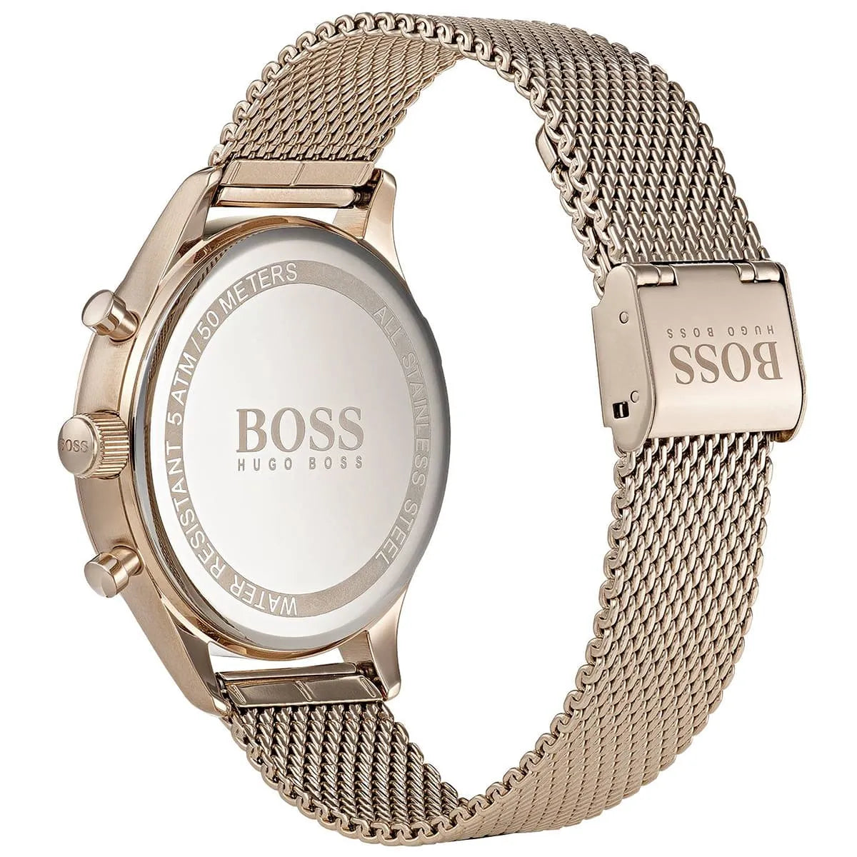 Hugo Boss Companion 1513548 case back showing engraved BOSS logo and branding