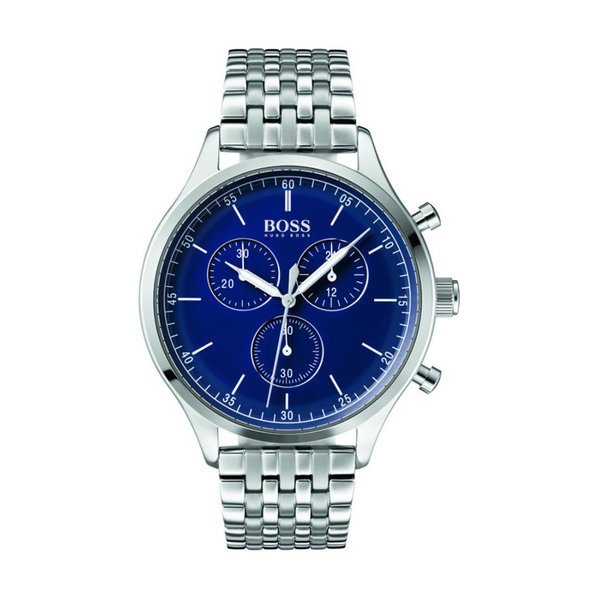 Hugo Boss Companion chronograph men's watch with blue dial and stainless steel bracelet