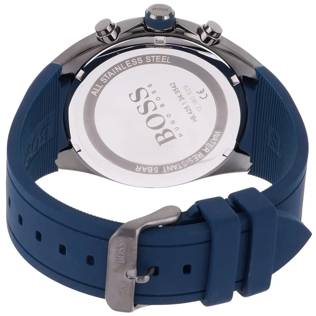 Hugo Boss Distinct watch caseback showing stainless steel case with engraved logo