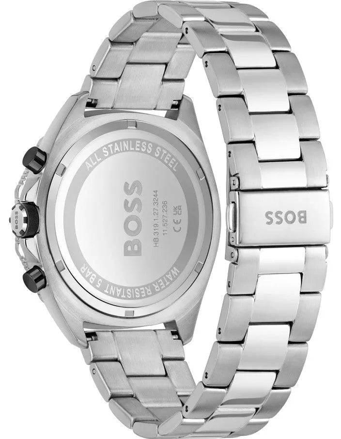 Hugo Boss Energy watch caseback showing stainless steel with BOSS engraving