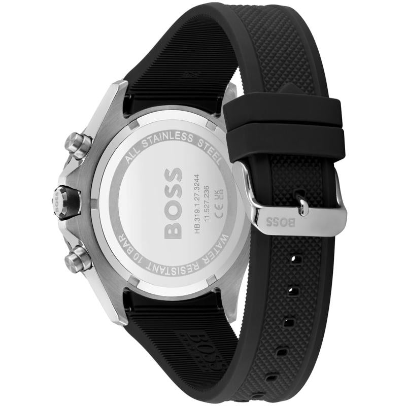 Hugo Boss stainless steel caseback engraved with BOSS branding and model details
