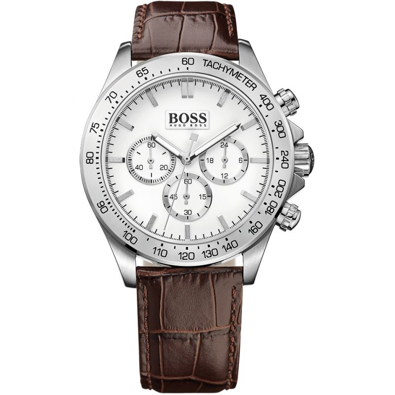 Hugo Boss Ikon chronograph white dial with tachymeter bezel and three subdials