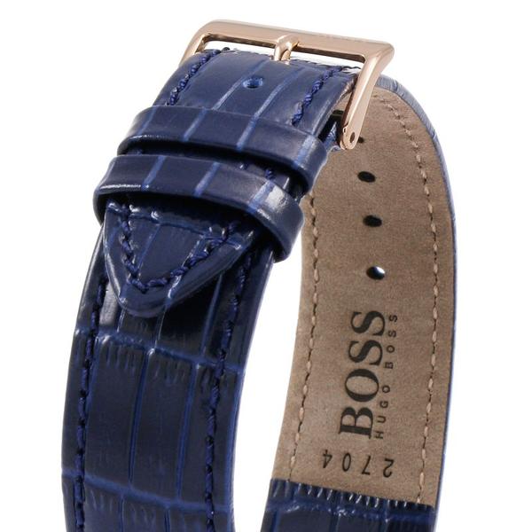 Hugo Boss Jackson navy blue crocodile-embossed leather strap with rose gold buckle