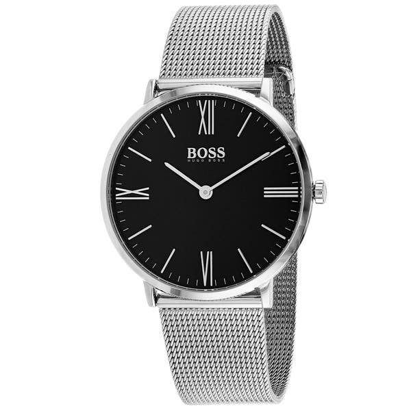 Hugo Boss Jackson watch with black dial and silver mesh strap