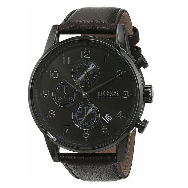 Hugo Boss Navigator chronograph watch with black dial and three subdials