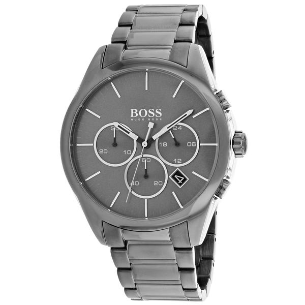 Hugo Boss Onyx grey chronograph watch with three subdials and stainless steel bracelet