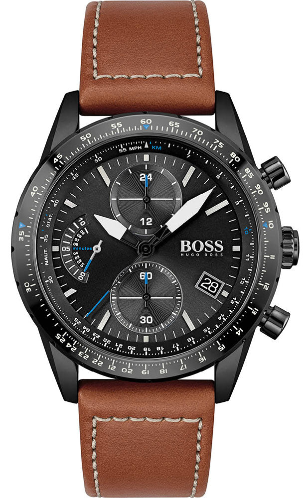 Hugo Boss Pilot Edition Brown Leather Men's Watch  1513851 - The Watches Men & CO