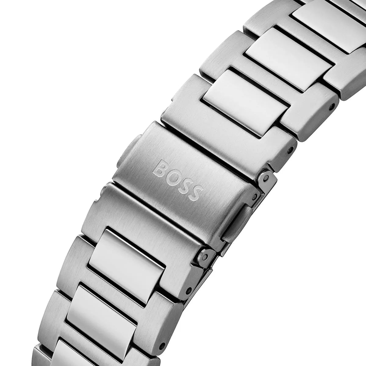 Hugo Boss Strike stainless steel link bracelet with branded center link and deployment clasp