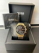 Hugo Boss Stunning Gold Navigator Black Chronograph S/Steel Men’s Watch 1513531 - Watch