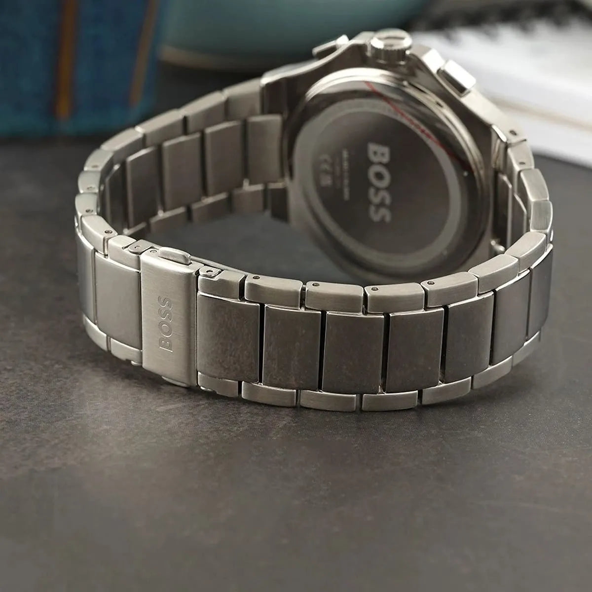 Hugo Boss Taper men's chronograph watch with white dial on surface