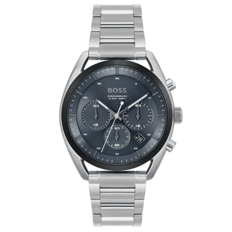 Hugo Boss Top Chronograph men's watch with blue dial and stainless steel bracelet