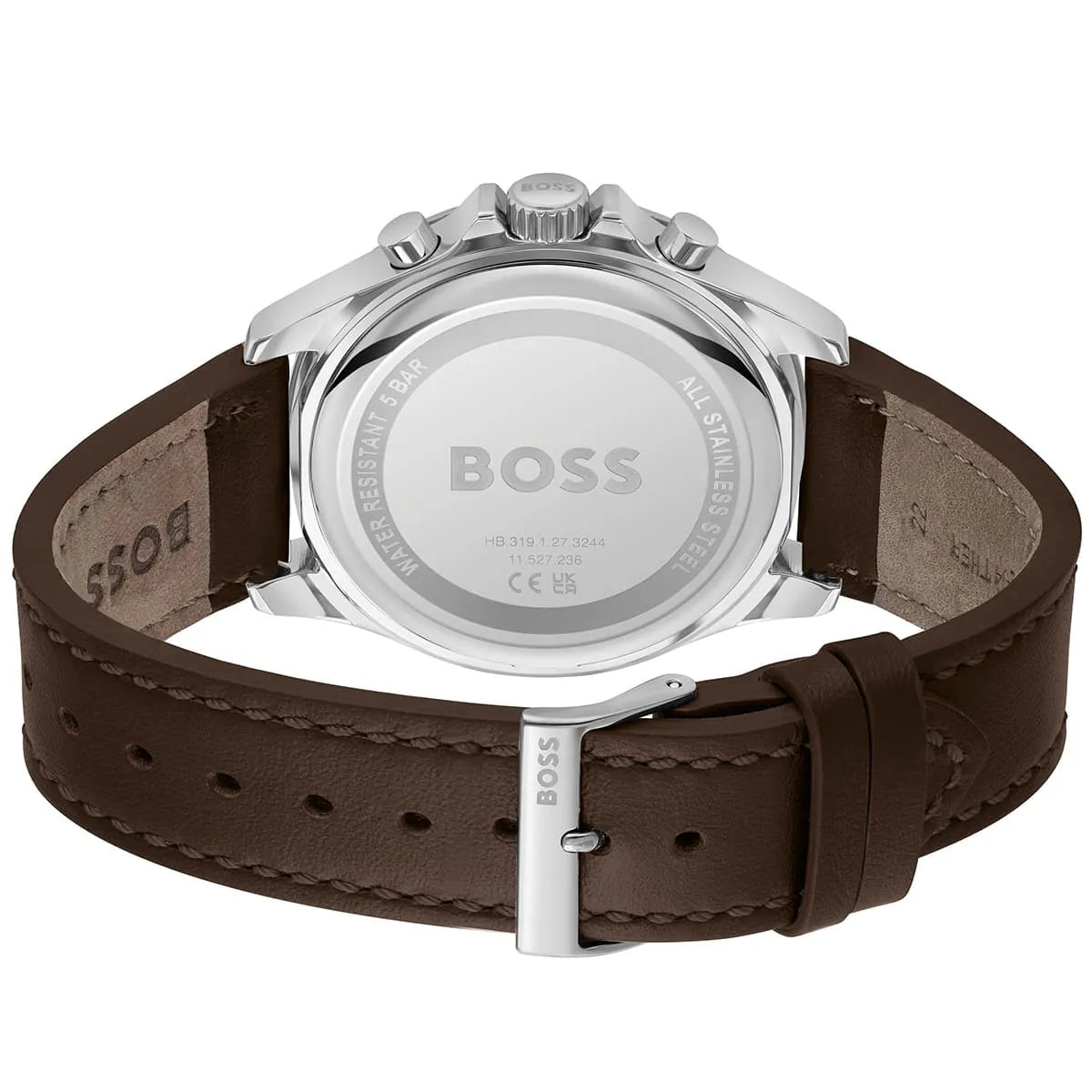 Hugo Boss Troper watch caseback showing BOSS branding and model details