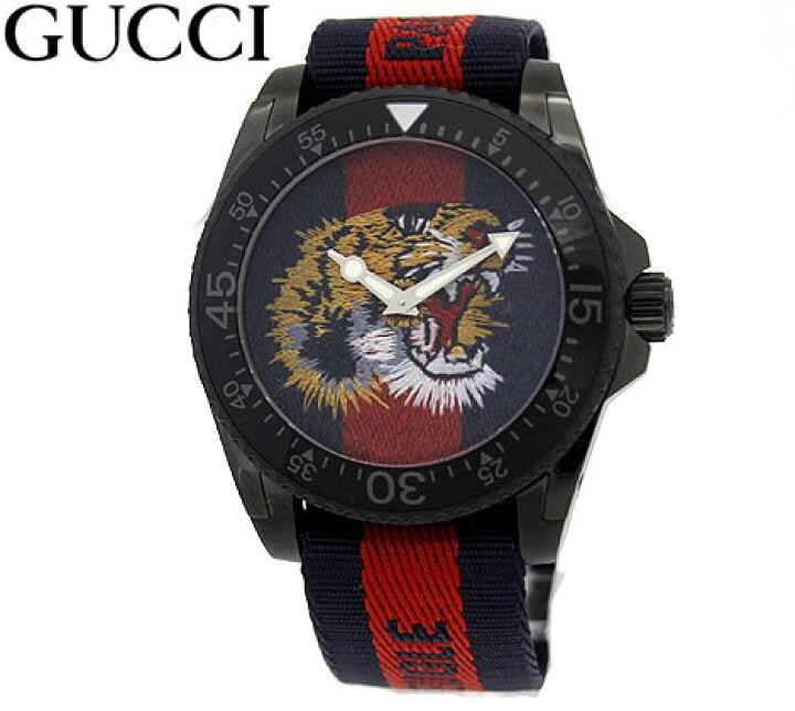 Gucci Dive Blue Red Web Dial Tiger Embroidery Men's Watch YA136215 YA136215 - Image 7