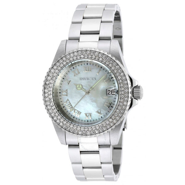 Invicta Angel Mother of Pearl Dial Stainless Steel Ladies Watch 19873 - The Watches Men & Co