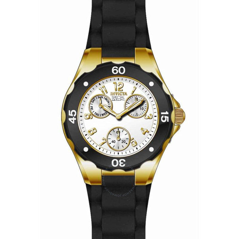Invicta Angel Multi-Function Light Dial Black Silicone Ladies Watch 18797 - The Watches Men & Co