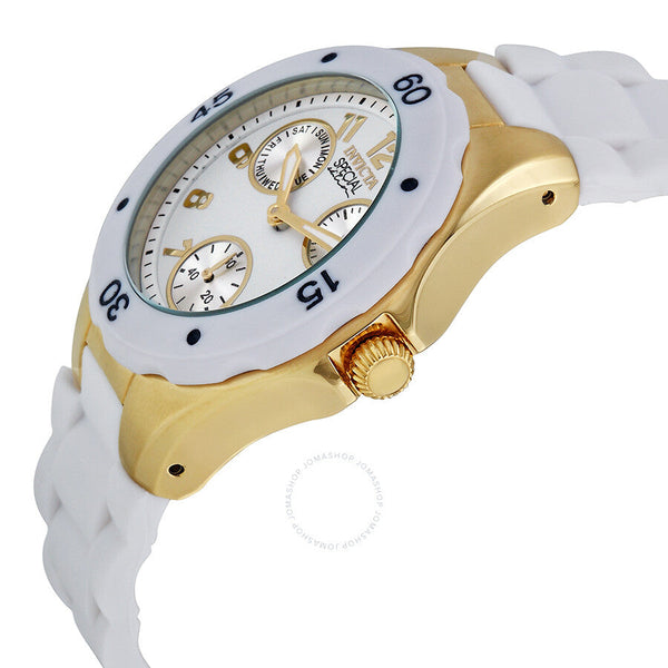 Invicta Angel Multi-Function White Sunray Dial White Silicone Ladies Watch 18796 - The Watches Men & Co #2