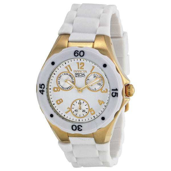 Invicta Angel Multi-Function White Sunray Dial White Silicone Ladies Watch 18796 - The Watches Men & Co