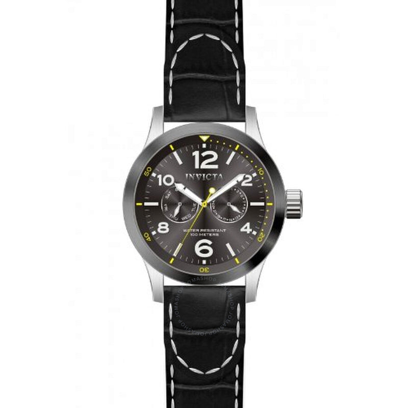 Invicta Force Grey Dial Black Leather Band Men's Watch 14142 - The Watches Men & Co