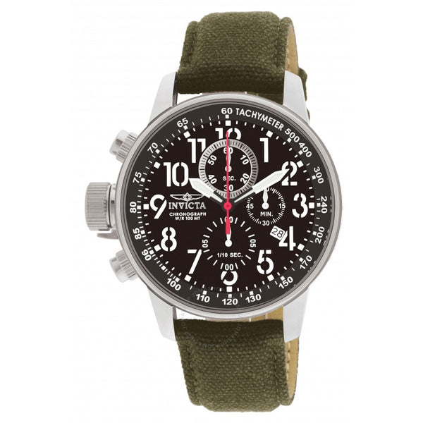 Invicta Force Lefty Crown Chronograph Black Dial Olive Fabric Men's Watch 1873 - The Watches Men & Co
