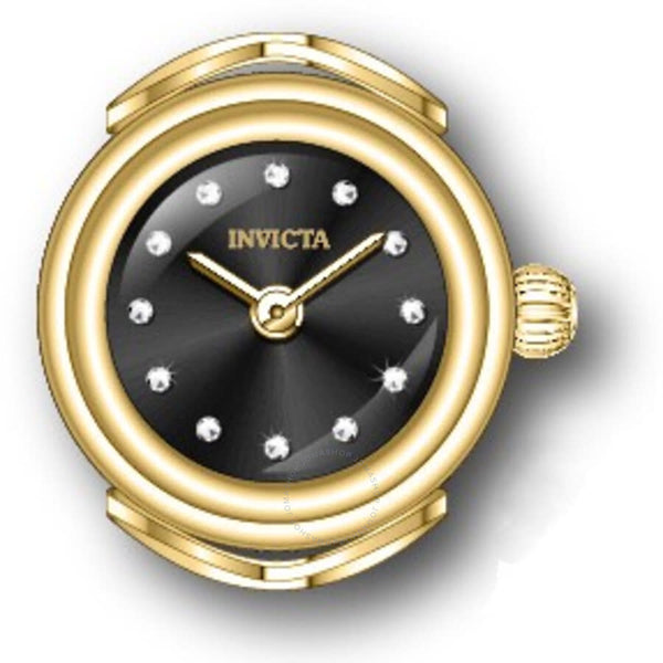 Invicta Mini Angel Quartz Crystal Black Dial Ladies Ring Watch 44482 - The Watches Men & Co