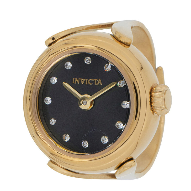 Invicta Mini Angel Quartz Crystal Black Dial Ladies Ring Watch 44482 - The Watches Men & Co #3