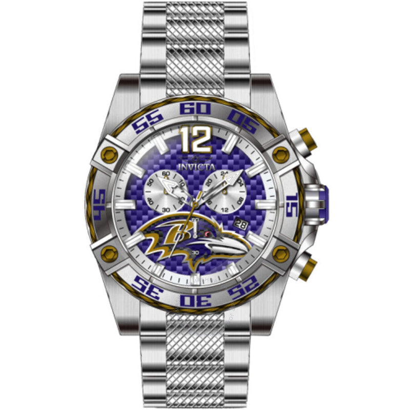 Invicta Nfl Baltimore Ravens Chronograph GMT Quartz Purple Dial Men's Watch 45429 - The Watches Men & Co