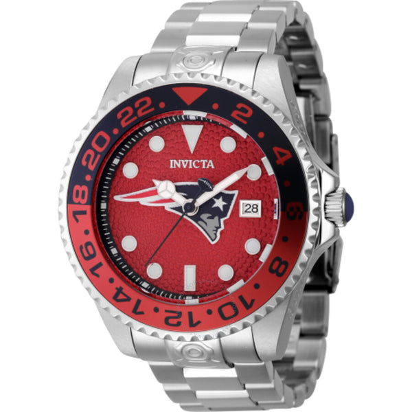 Invicta NFL New England Patriots Automatic Date Dive Red Dial Men's Watch 45031 - The Watches Men & Co