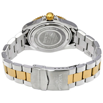 Caseback of Invicta Pro Diver watch with engraved Pro Diver branding and specifications