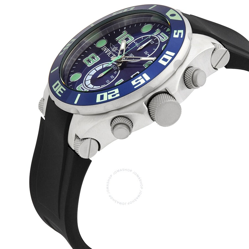 Invicta Pro Diver Chronograph Blue Dial Black Polyurethane Men's Watch 17813 - The Watches Men & Co #2