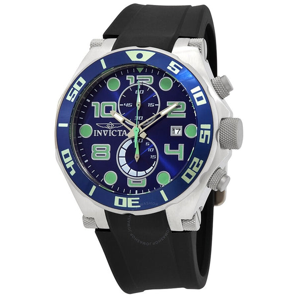 Invicta Pro Diver Chronograph Blue Dial Black Polyurethane Men's Watch 17813 - The Watches Men & Co