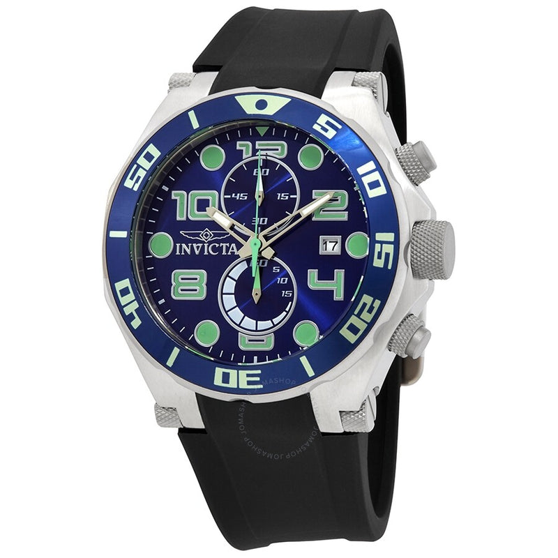 Invicta Pro Diver Chronograph Blue Dial Black Polyurethane Men's Watch 17813 - The Watches Men & Co