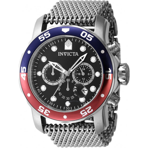 Invicta Pro Diver Chronograph GMT Quartz Black Dial Pepsi Bezel Men's Watch 47630 - The Watches Men & Co