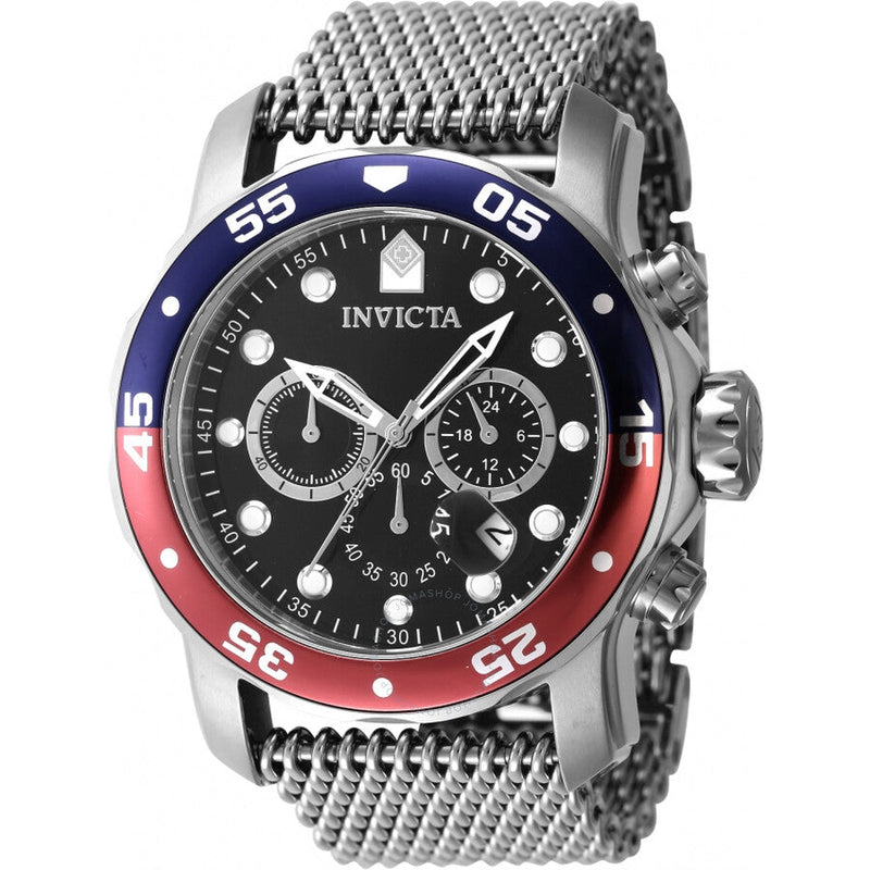 Invicta Pro Diver Chronograph GMT Quartz Black Dial Pepsi Bezel Men's Watch 47630 - The Watches Men & Co