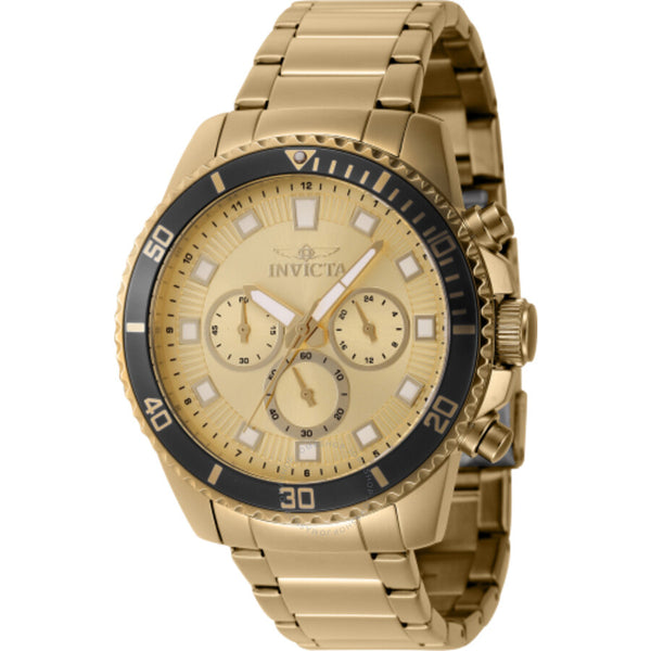 Invicta Pro Diver Chronograph GMT Quartz Gold Dial Men's Watch 46057 - The Watches Men & Co