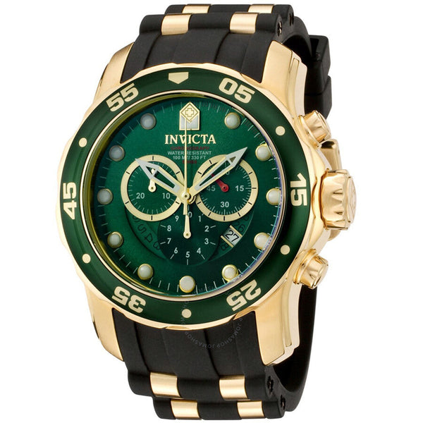 Invicta Pro Diver Chronograph Green Dial Black Polyurethane Men's Watch 6984 - The Watches Men & Co