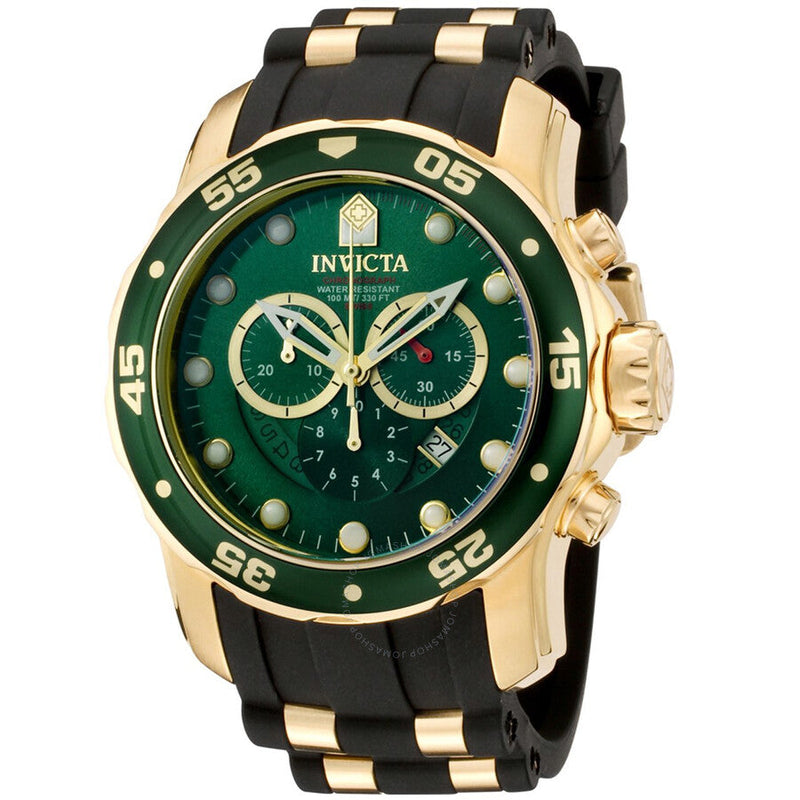 Invicta Pro Diver Chronograph Green Dial Black Polyurethane Men's Watch 6984 - The Watches Men & Co