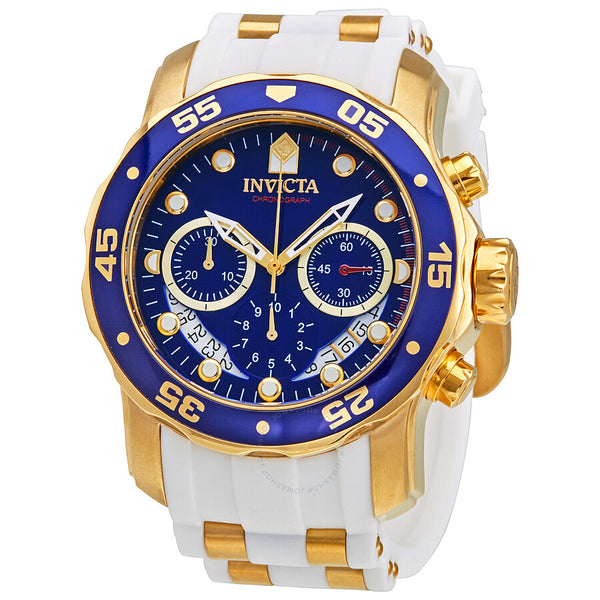 Invicta Pro Diver Chronograph Mother of Pearl White Polyurethane Men's Watch 20288 - The Watches Men & Co