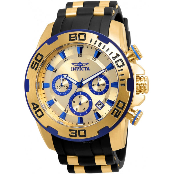 Invicta Pro Diver Chronograph Quartz Gold Dial Men's Watch 22308 - The Watches Men & Co