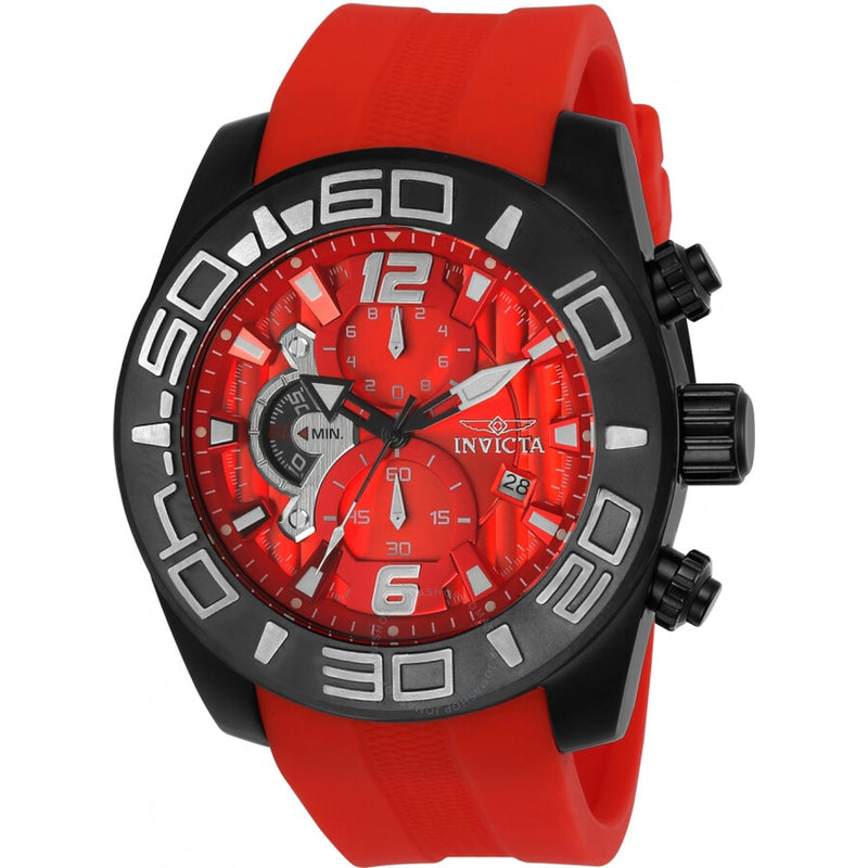 Invicta Pro Diver Chronograph Quartz Red Dial Men's Watch 24161 - The Watches Men & Co