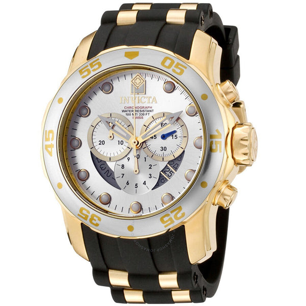 Invicta Pro Diver Chronograph Silver Dial Black Polyurethane Men's Watch 6985 - The Watches Men & Co