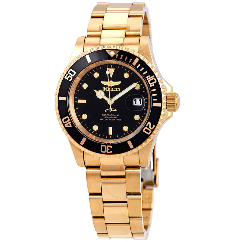 Invicta Pro Diver Gold-tone Black Dial 40 mm Men's Watch 26975 - The Watches Men & Co