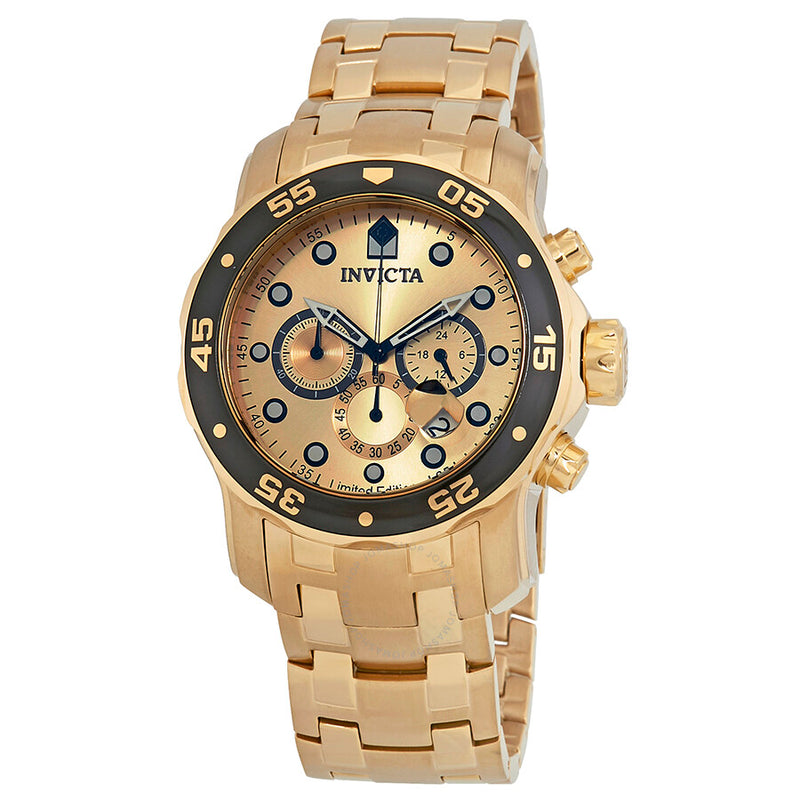 Invicta Pro Diver Gold-tone Dial Men's Chronograph Watch ILE0072A - The Watches Men & Co