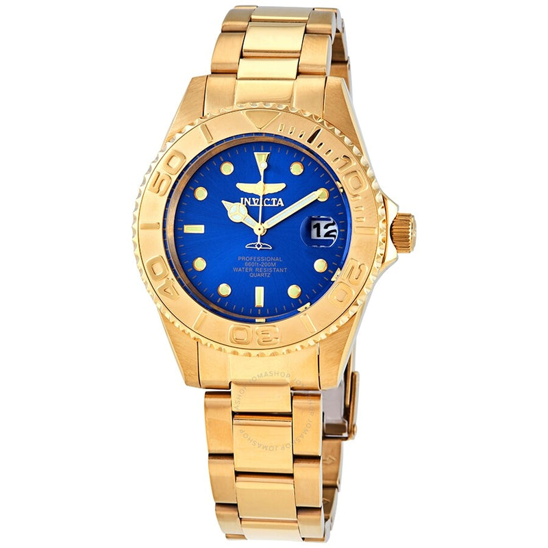 Invicta Pro Diver Quartz Blue Dial Yellow Gold-tone Men's Watch 29940 - The Watches Men & Co