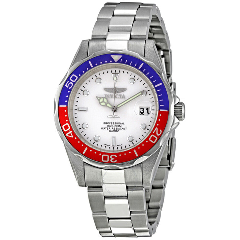 Invicta Pro Diver Quartz Silver Dial Pepsi Bezel Men's Watch 8933 - The Watches Men & Co