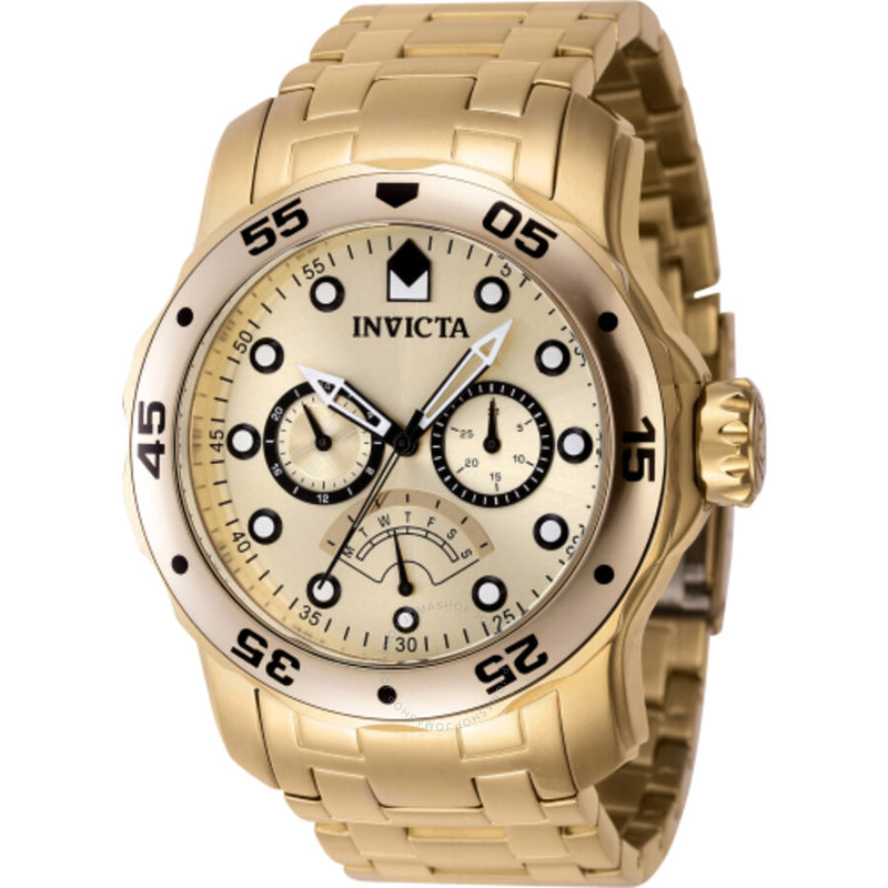 Invicta Pro Diver Retrograde GMT Quartz Gold Dial Men's Watch 46997 - The Watches Men & Co