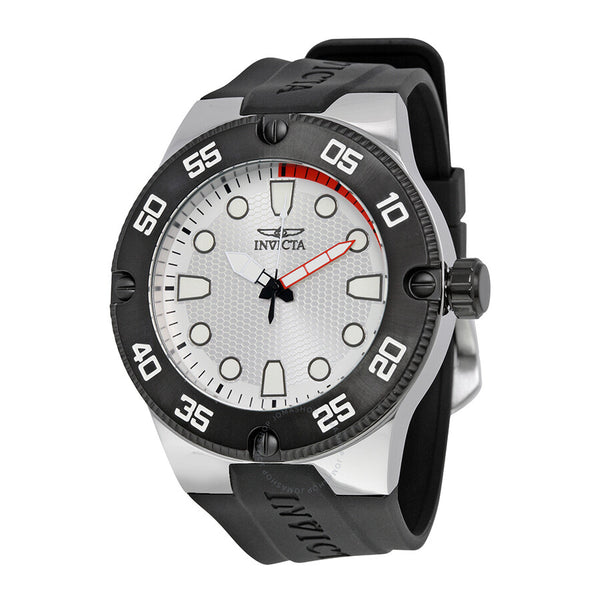 Invicta Pro Diver Silver Dial Black Silicone Men's Watch 18023 - The Watches Men & Co