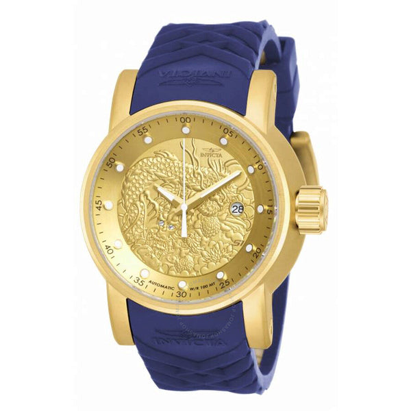 Invicta S1 Rally Automatic Dragon Gold Dial Blue Polyurethane Men's Watch 18215 - The Watches Men & Co