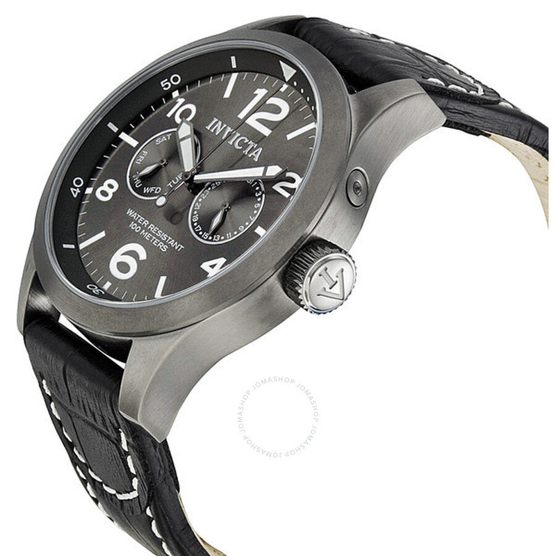Invicta Specialty Military Grey Dial Black Leather Men's Watch 10492 - The Watches Men & Co #2