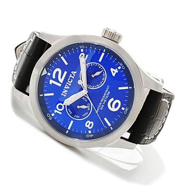 Invicta Specialty Military Multi-Function Blue Dial Black Leather Men's Watch 10490 - The Watches Men & Co #2