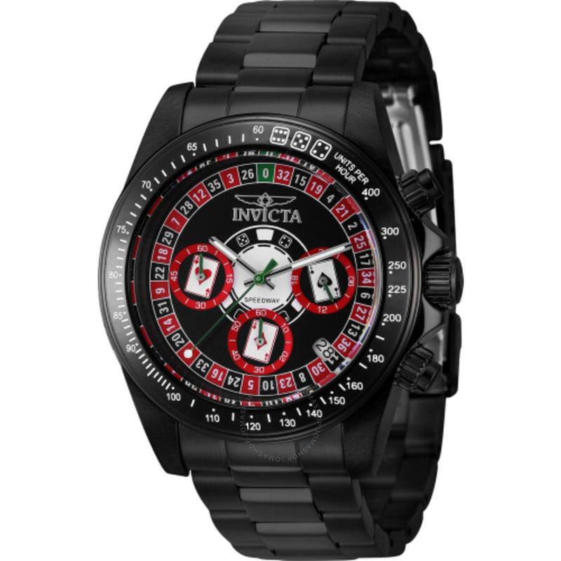 Invicta Speedway Roulette Casino Chronograph GMT Quartz Black Dial Men's Watch 44646 - The Watches Men & Co